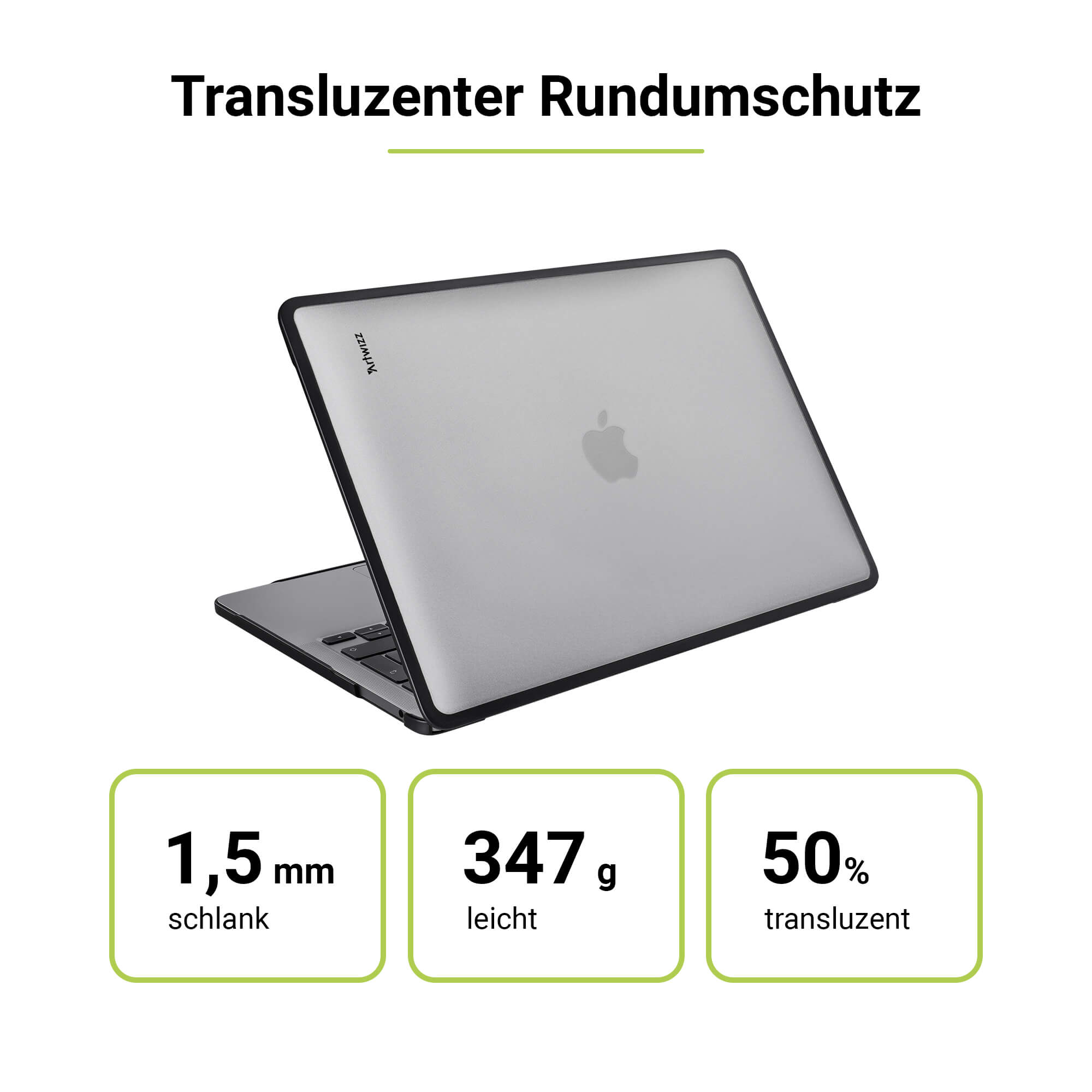 ARTWIZZ IcedClip MacBook Pro Apple Schwarz Notebook Kunststoff, Zoll Transluzent Hülle (M1/M2/M3) für 16 / Bumper