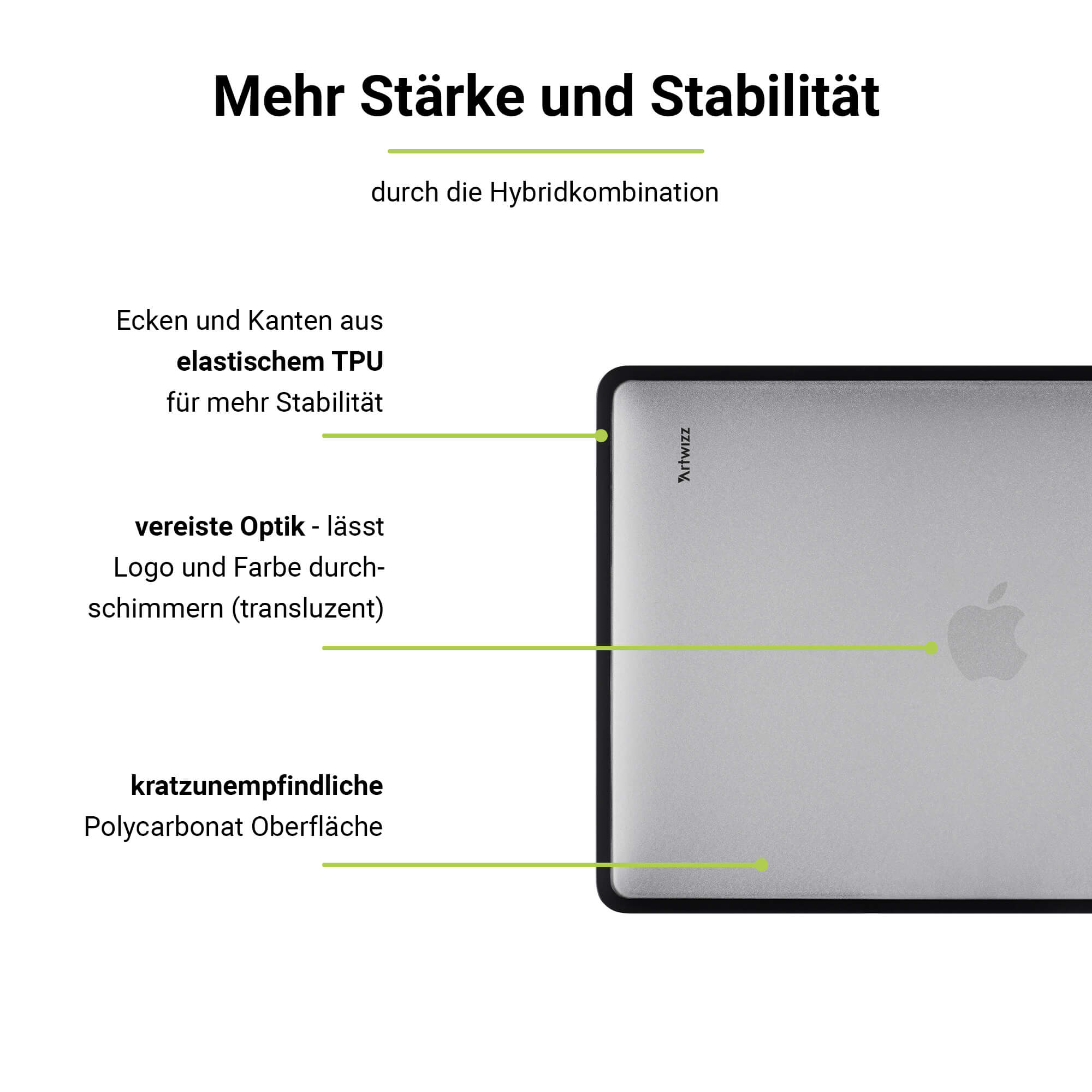 ARTWIZZ IcedClip MacBook Bumper Pro Apple für Kunststoff, Schwarz Notebook Transluzent 14 Zoll (M1/M2/M3) Hülle 