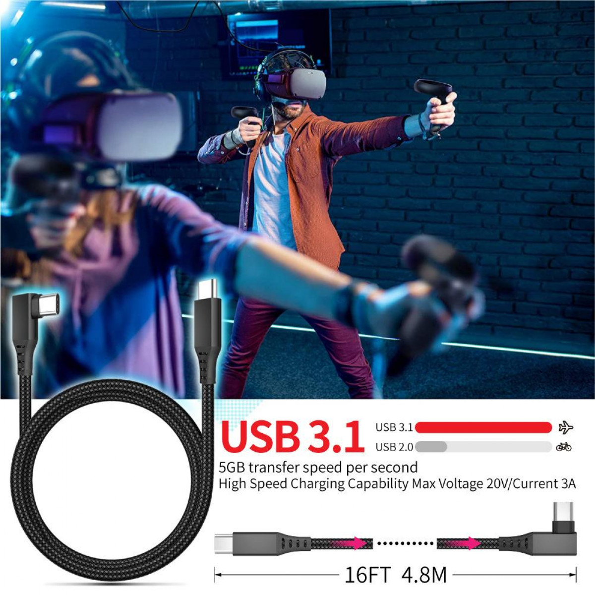INF 5 Verbindungskabel Meter USB-C-Kabel Quest für USB-C Oculus 2
