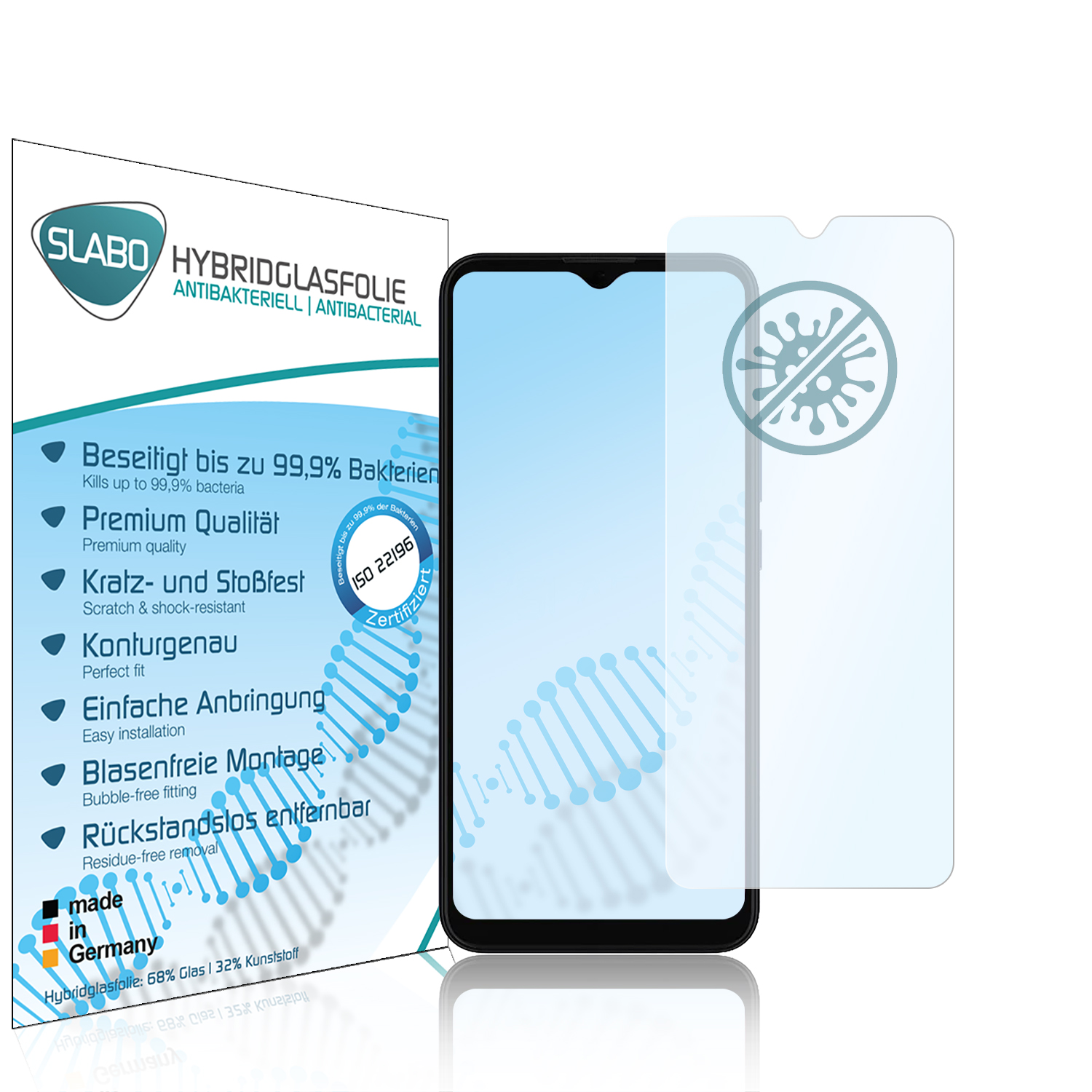 SLABO antibakteriell flexibles Hybridglas Displayschutz(für moto Motorola g20)