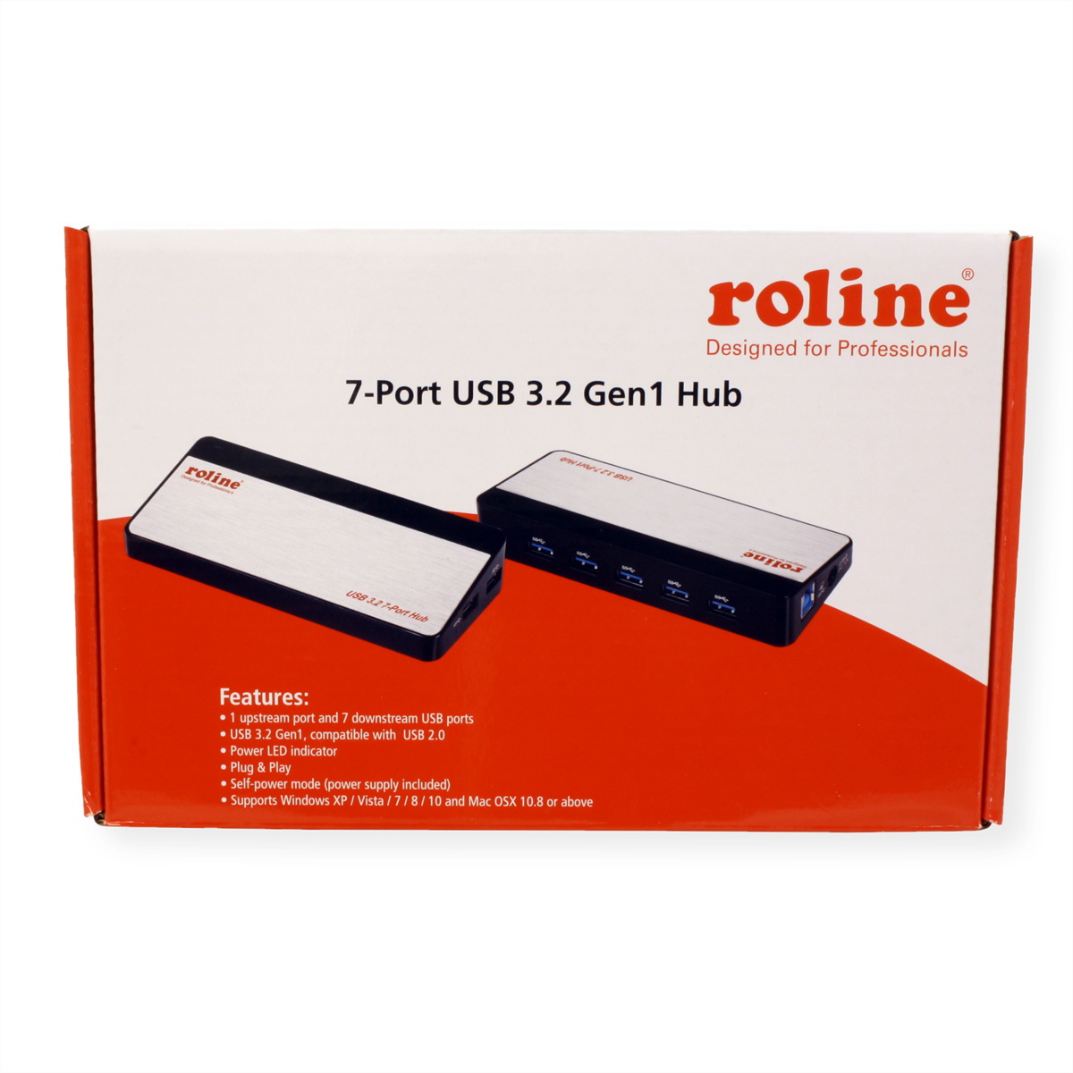 ROLINE USB 3.2 Hub schwarz Gen Netzteil, \
