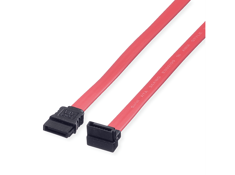ROLINE Int. SATA 6.0 Gbit/s HDD kabel met klick sluiting, haaks SATA-kabels 1 m rood
