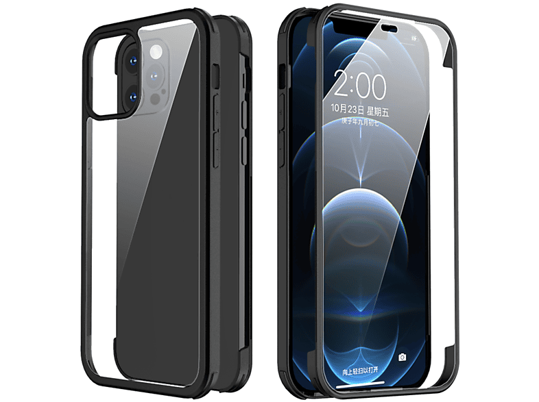 VALENTA Full Full iPhone Cover 12, 12 Pro, Cover, Glas, Schwarz/Transparent iPhone Apple