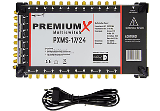 PREMIUMX PXMS 17/24 Multischalter mit Netzteil Multiswitch 4 SAT für 24 Teilnehmer Sat-Multischalter