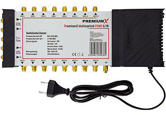 PREMIUMX PXMS 5/16 Multischalter mit Netzteil Multiswitch 1 SAT für 16 Teilnehmer Sat-Multischalter