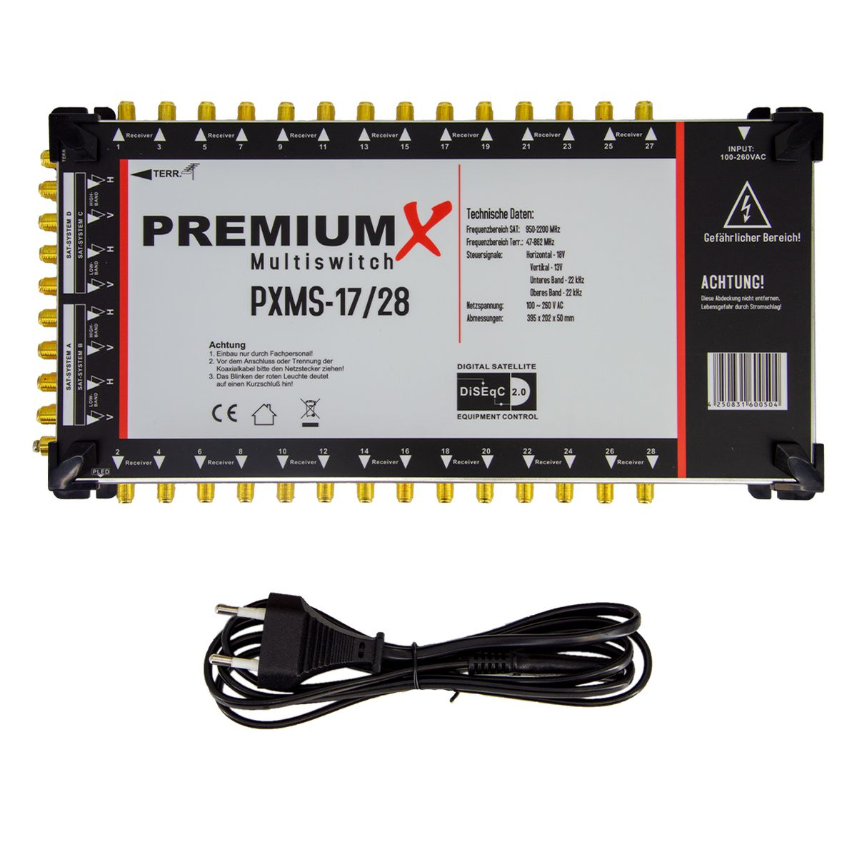 PREMIUMX PXMS 17/28 Multischalter für Netzteil Sat-Multischalter 4 28 Multiswitch Teilnehmer SAT mit