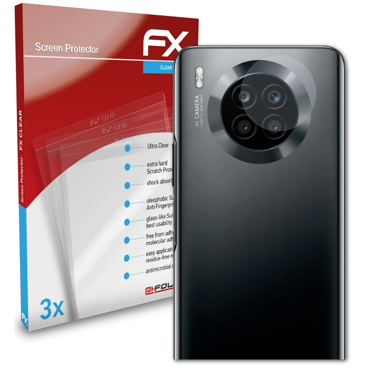 ATFOLIX 3x FX-Clear Displayschutz(für Honor Lite Lens) 50