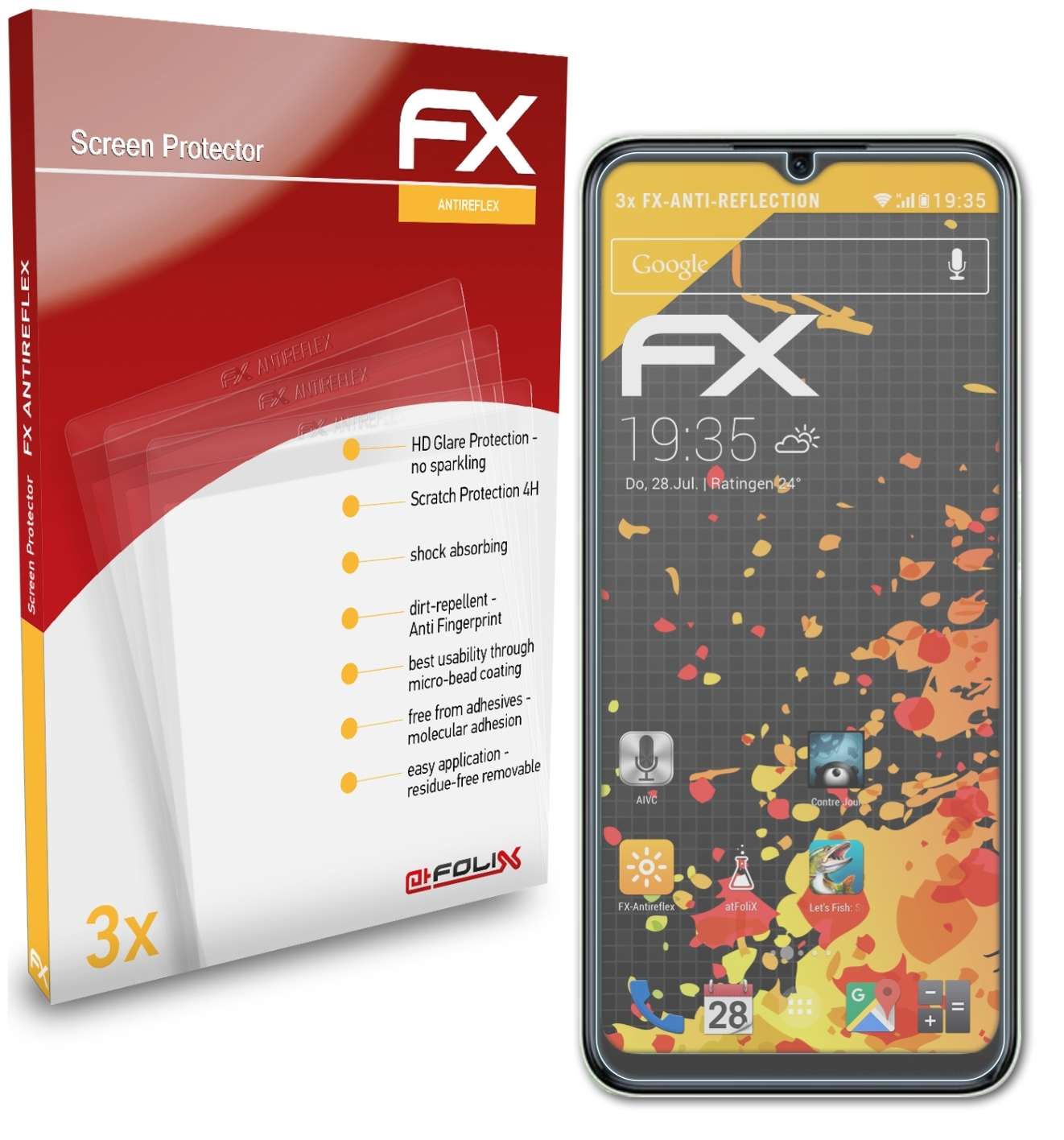 ATFOLIX 3x Displayschutz(für FX-Antireflex Realme C35)