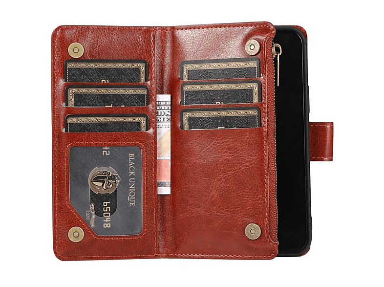 Braun 9-karten, Bookcover, 12, Zipper Apple, CASEONLINE iPhone