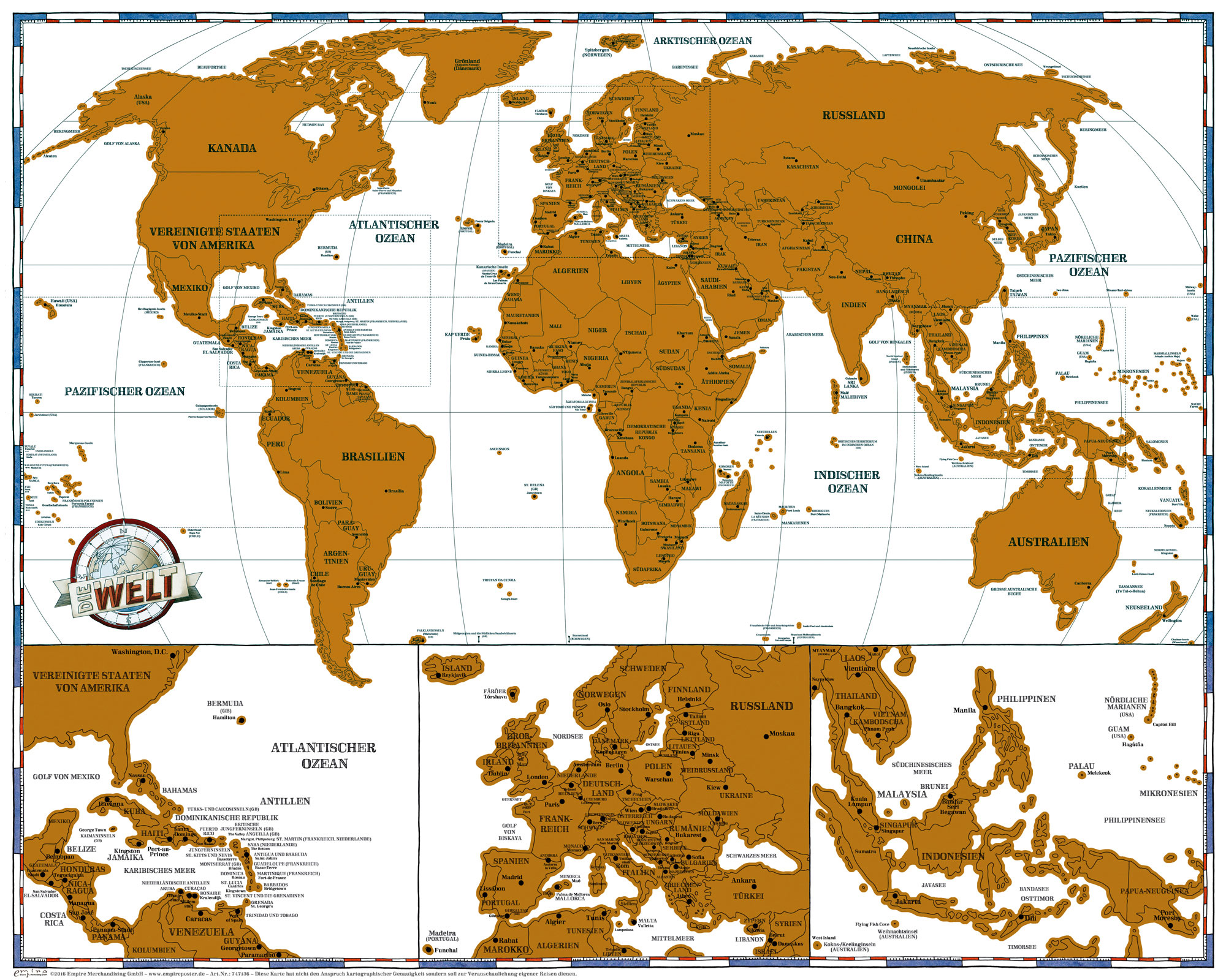 Rubbelkarte Landkarten - Politische Mini Weltkarte