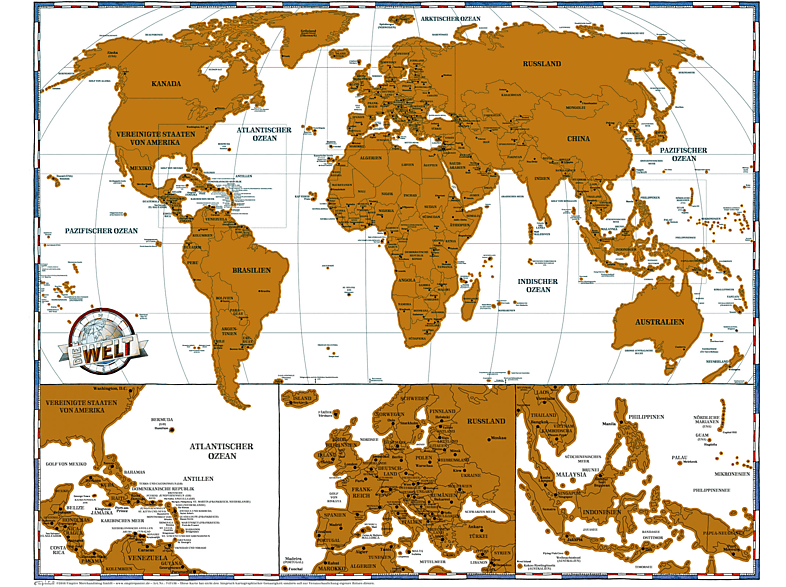 Rubbelkarte Landkarten - Politische Mini Weltkarte