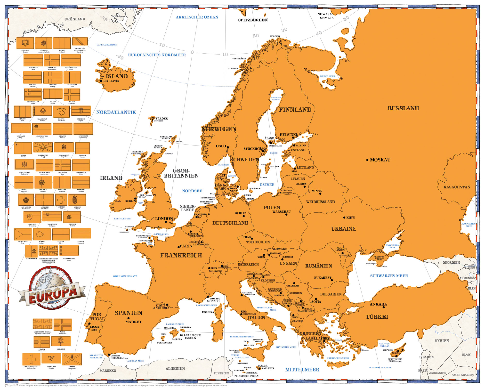 Rubbelkarte Landkarten - Politische Europakarte Mini