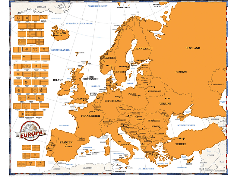 Rubbelkarte Landkarten Politische Mini - Europakarte