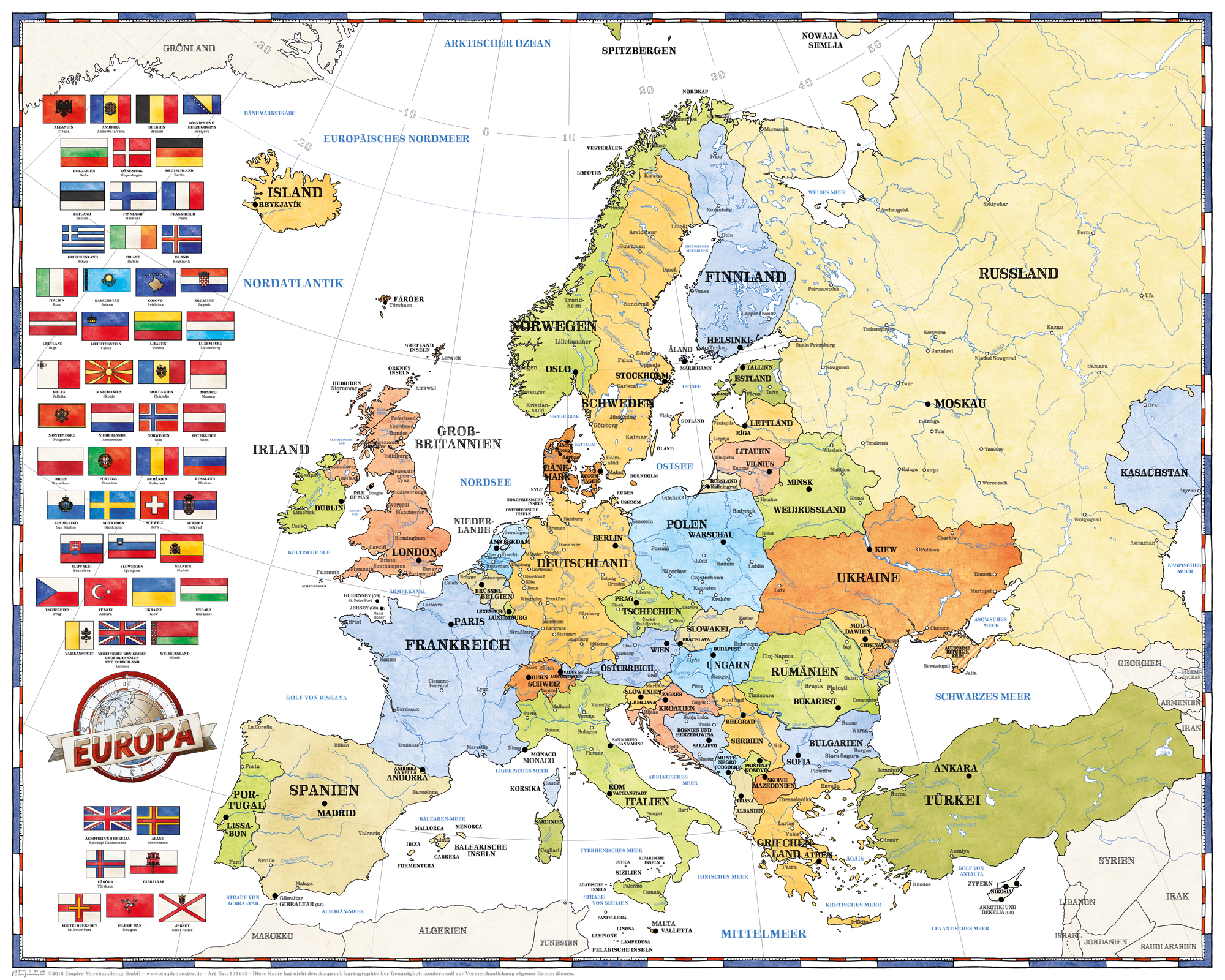 Rubbelkarte Landkarten - Politische Europakarte Mini