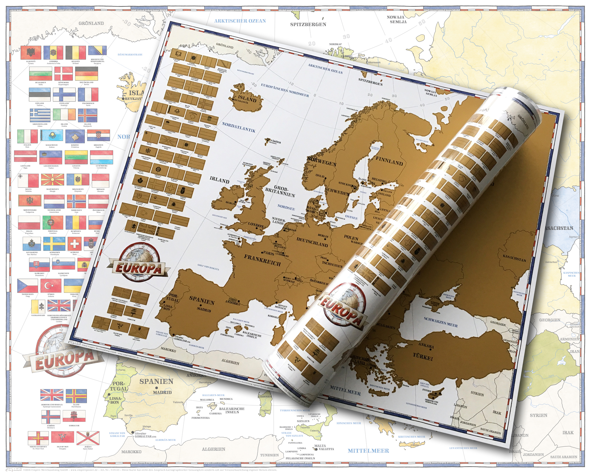 Rubbelkarte Landkarten Politische Mini - Europakarte