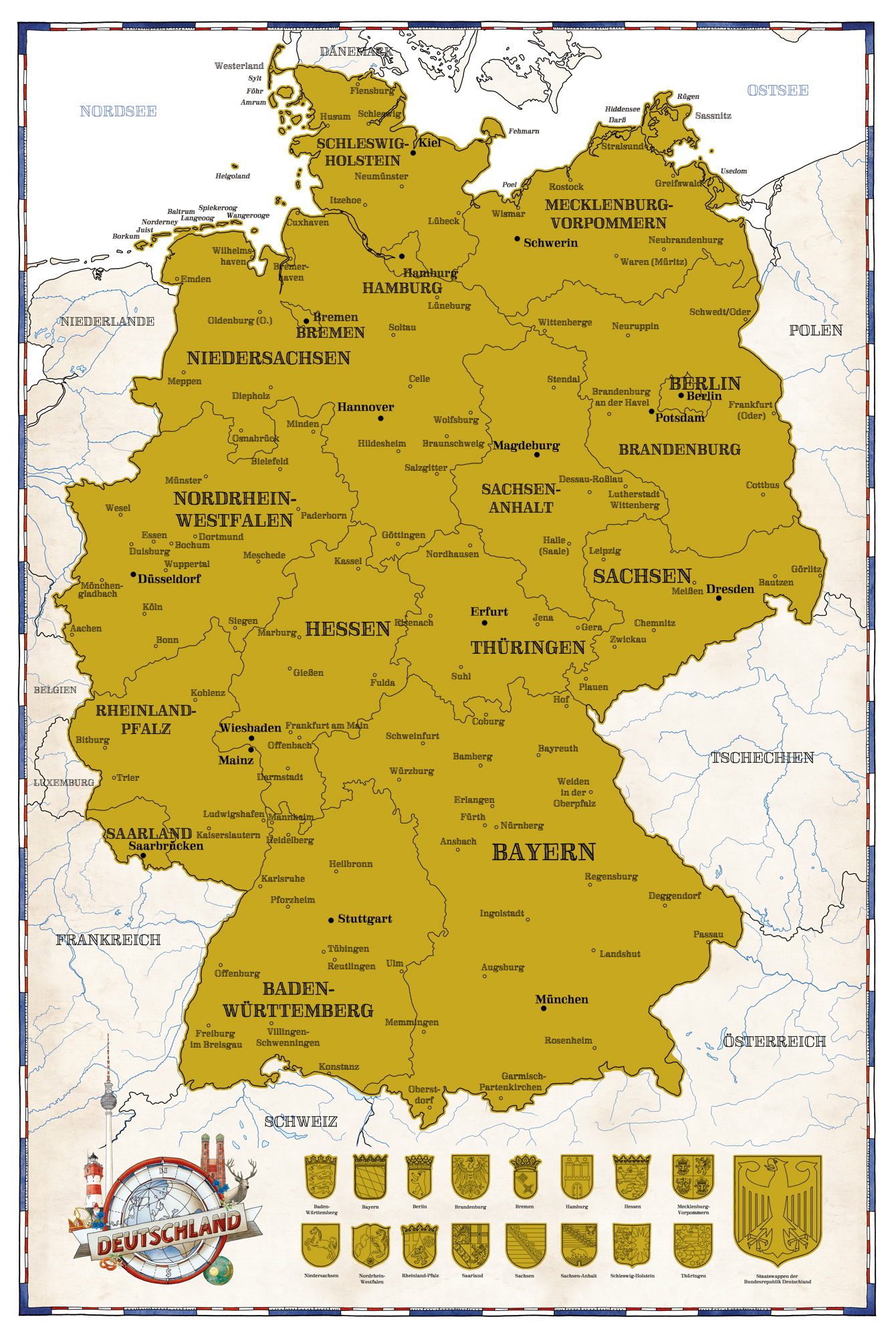 Politisch Rubbelkarte Landkarten - Deutschland