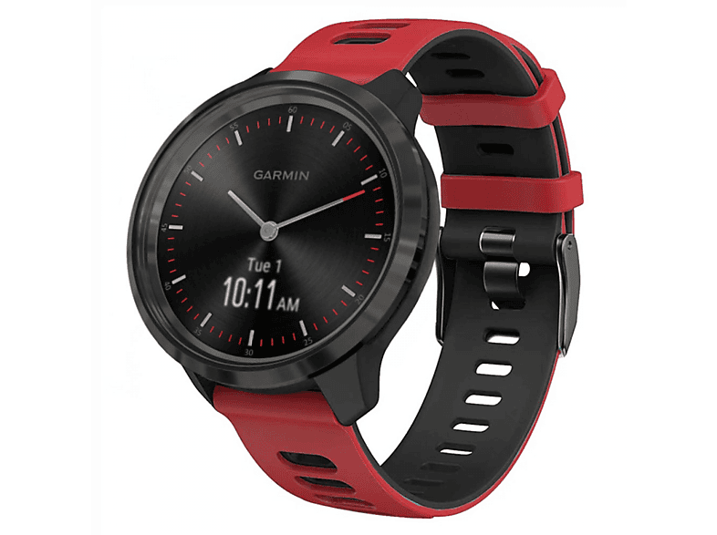 CASEONLINE Twin, Smartband, Garmin, VivoMove 3, Rot/Schwarz | Smartwatch Armbänder