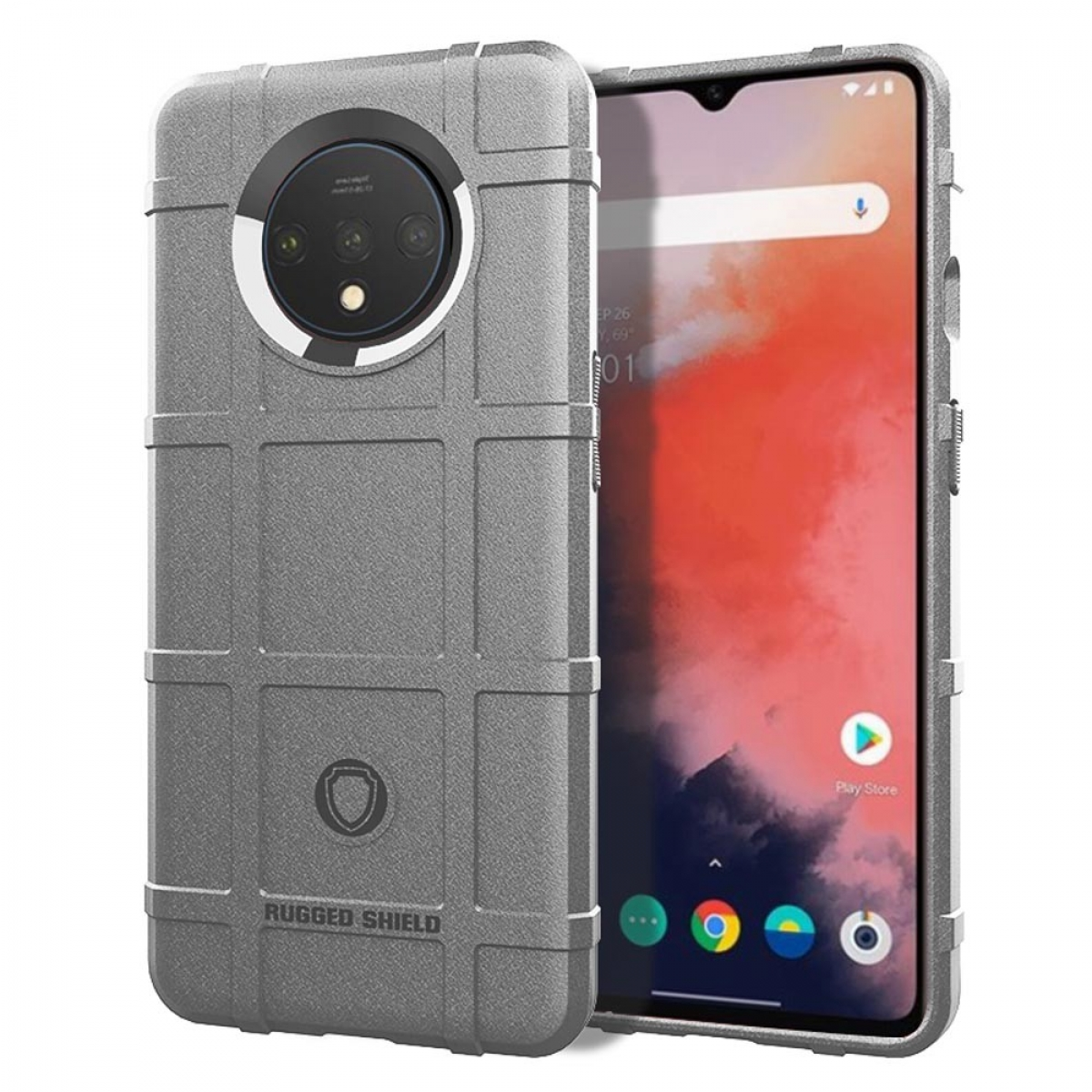 CASEONLINE 7T, Grau OnePlus, Rugged, Backcover,
