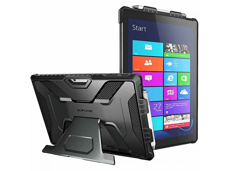 SUPCASE UB Pro Microsoft Tablethülle Cover Thermoplastisches Polycarbonat, Full Schwarz Polyurethan, für