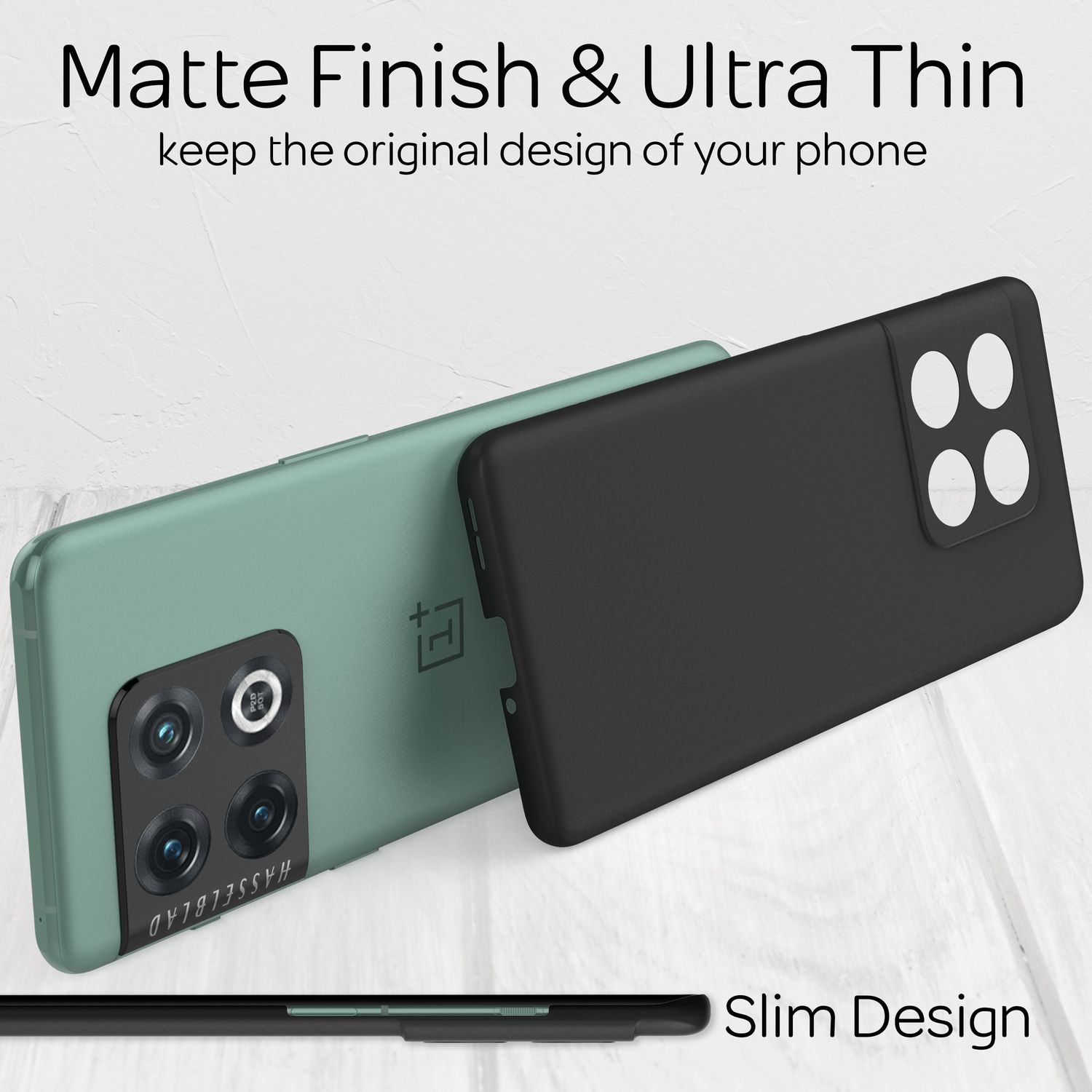 Due telefoni, uno verde, uno nero, che mostrano una finitura opaca e un design sottile.