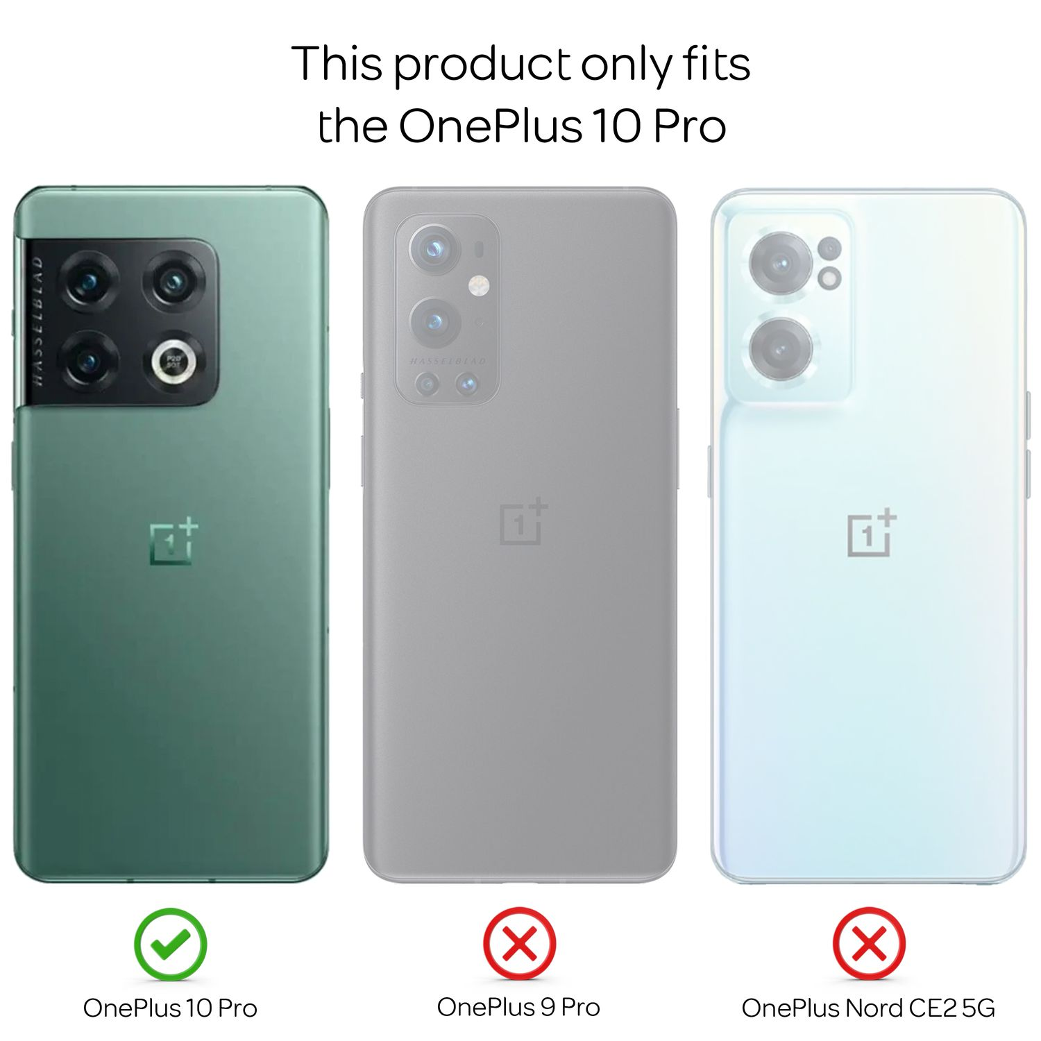 Tre telefoni, OnePlus 10 Pro è verde e corretto, gli altri sono errati.
