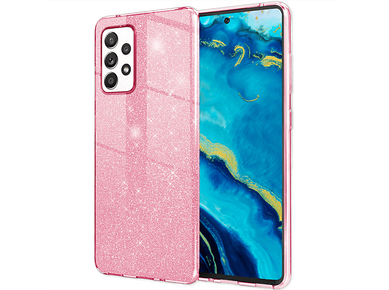 Galaxy Hülle, A53, NALIA Pink Samsung, Backcover, Glitzer