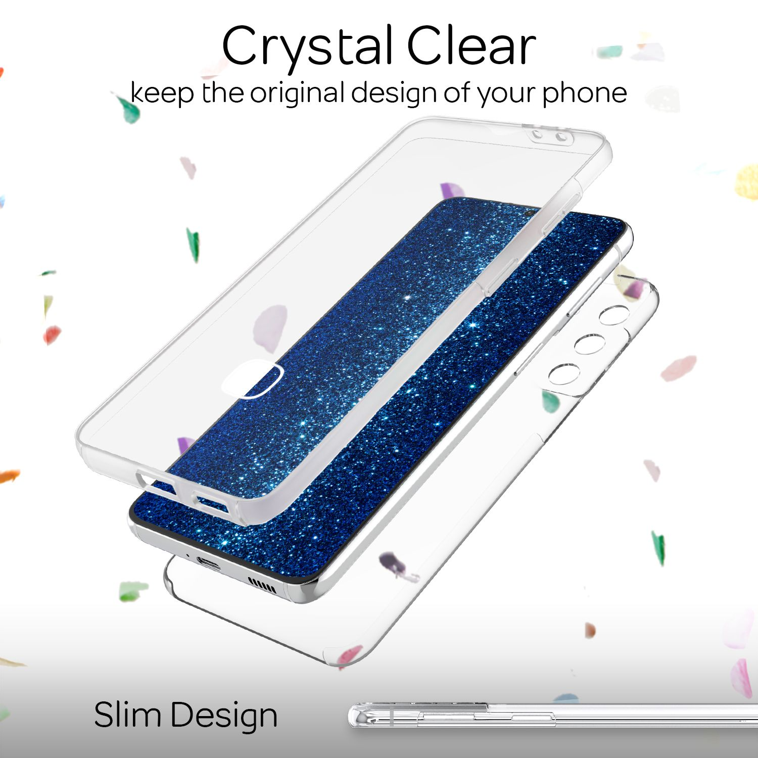 Ein Telefon mit Displayschutz, mit einer transparenten Schutzschicht.