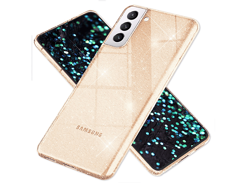 Galaxy Klare Hülle, Samsung, Glitzer Backcover, Silikon S22, Gold NALIA