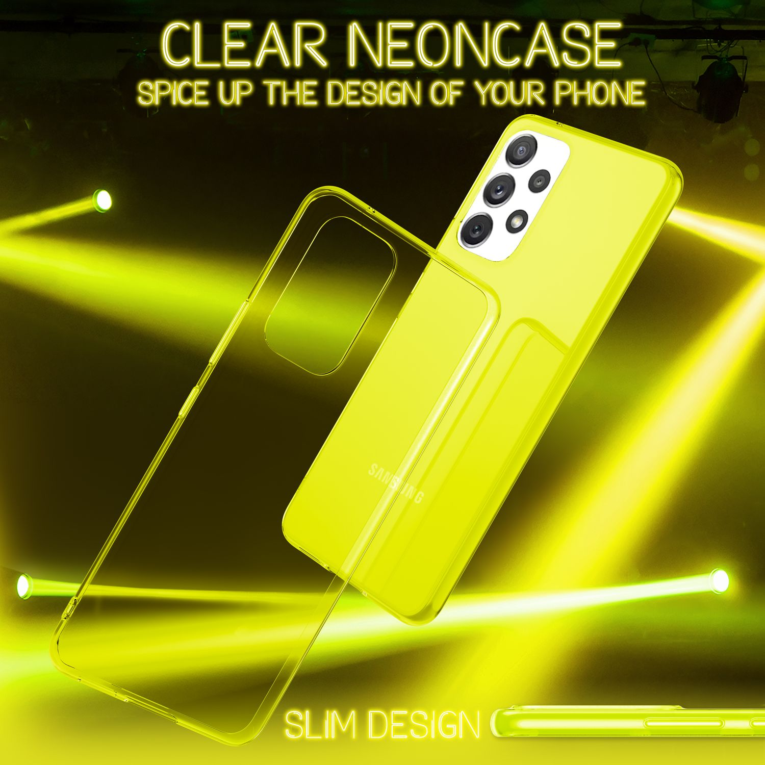 NALIA Klar Transparente Neon Silikon Samsung, A53, Hülle, Gelb Backcover, Galaxy