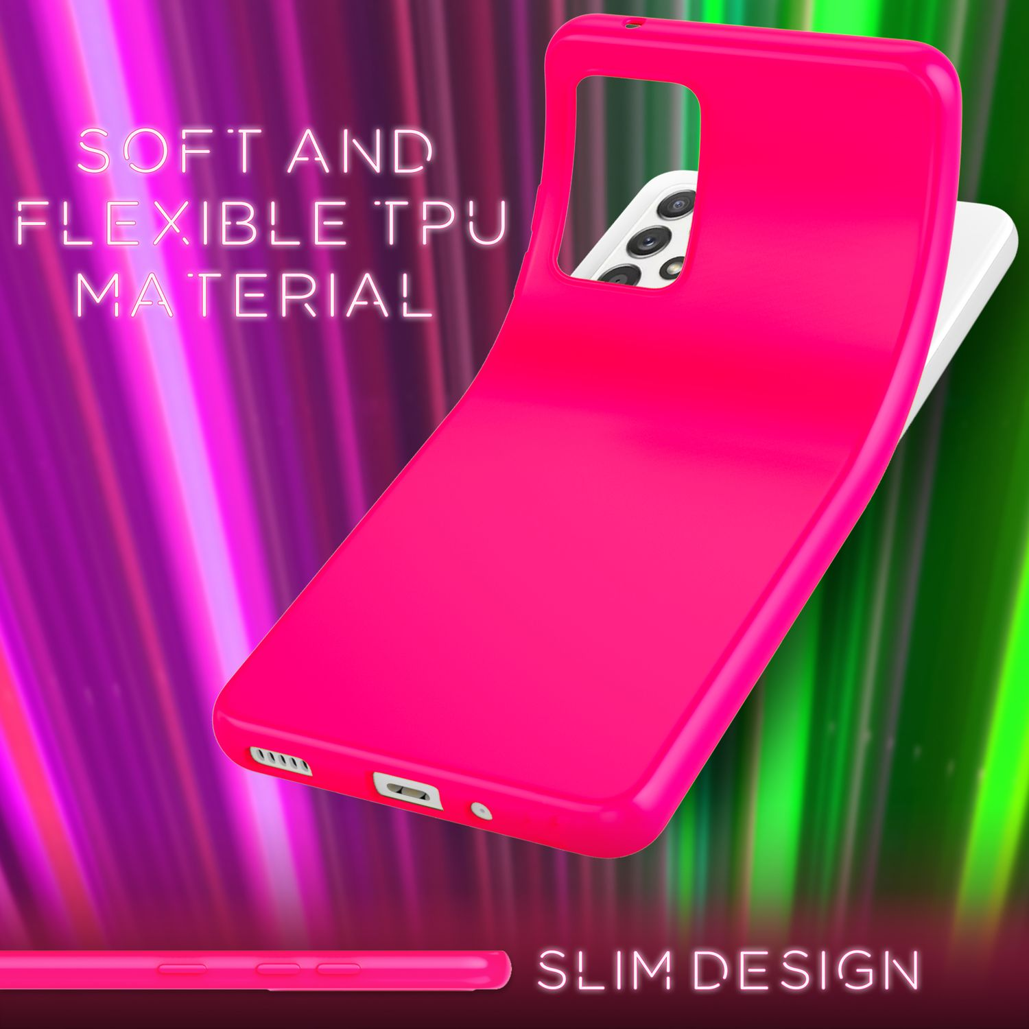 A33, Samsung, Hülle, NALIA Neon Galaxy Silikon Pink Backcover,