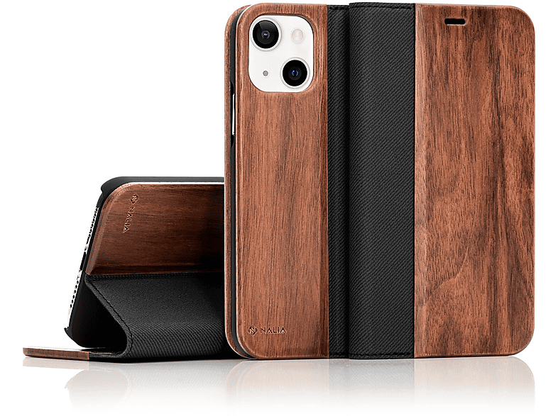 NALIA Echt Holz Flip Case Klapphülle mit Flip Cover