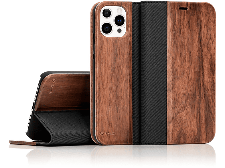 Magnetverschluss, Pro, Braun mit Flip 13 Case Cover, Holz Klapphülle Flip NALIA Samsung, iPhone Echt