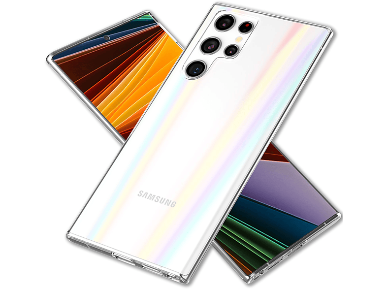 NALIA Hülle Ultra, Effekt, Klare Hartglas S22 Galaxy Backcover, Regenbogen Transparent Samsung,