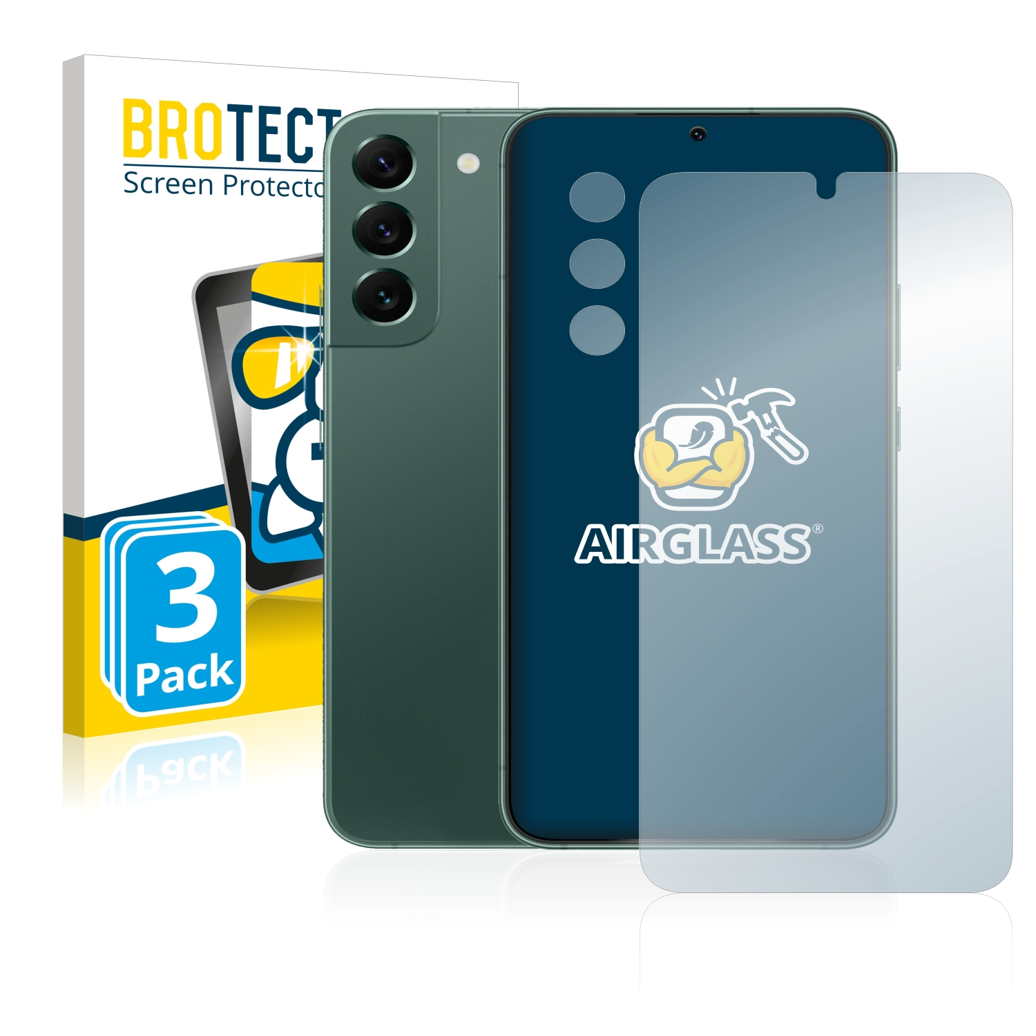 BROTECT 3x Samsung Galaxy klare 5G) Airglass S22 Plus Schutzfolie(für