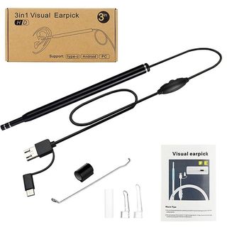 Kit de eliminación de cera de oído - INF Otoscopio-endoscopio limpiador de oídos con accesorios