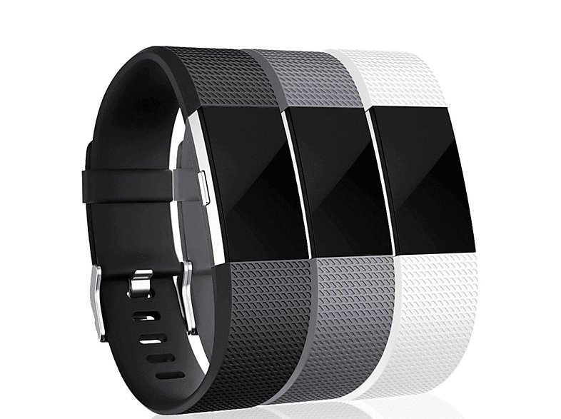 INF Fitbit Charge 2 Armband 3er-Pack schwarz/grau/weiß (S), Armband, Fitbit, Charge 2  (S), schwarz/grau/weiß