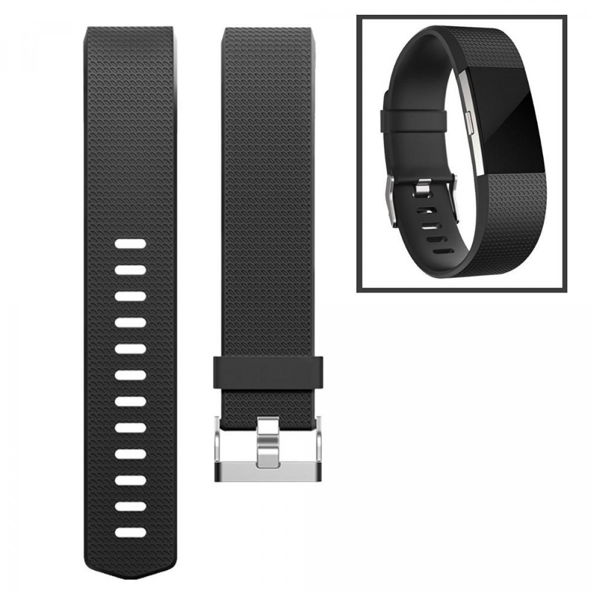 Fitbit, Schwarz Ersatzarmband, 2, Charge Silikon, INF