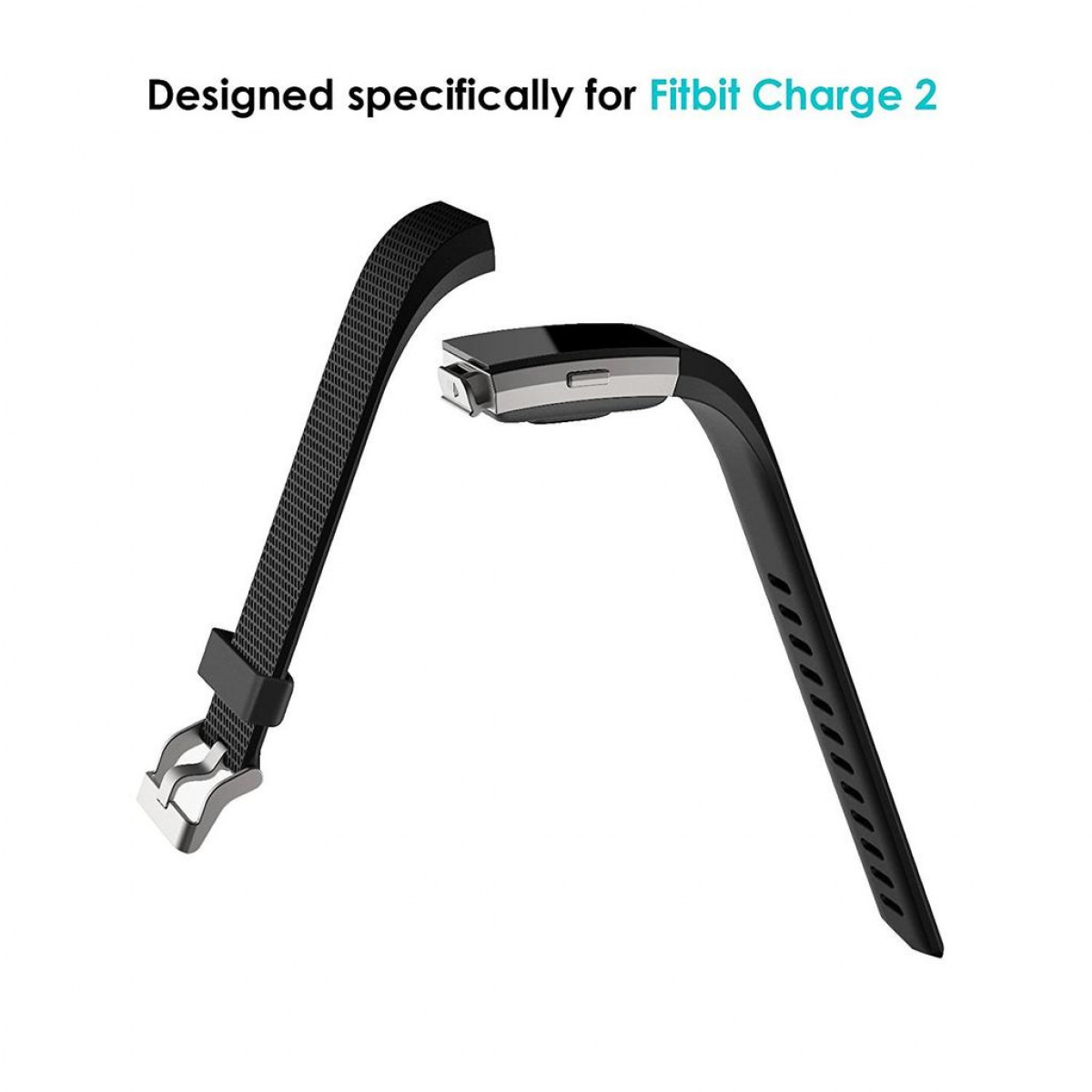 INF Silikon, Ersatzarmband, Fitbit, Schwarz 2, Charge