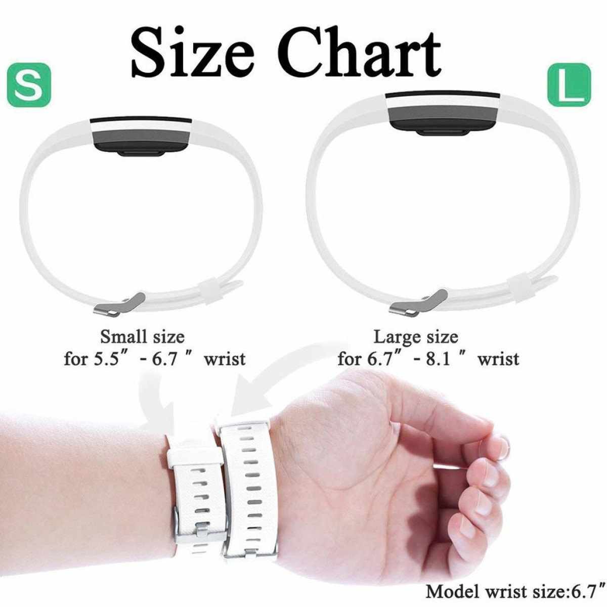 INF Fitbit schwarz/grau/weiß Armband 3er-Pack Armband, 2 schwarz/grau/weiß (S), Fitbit, 2 (S), Charge Charge