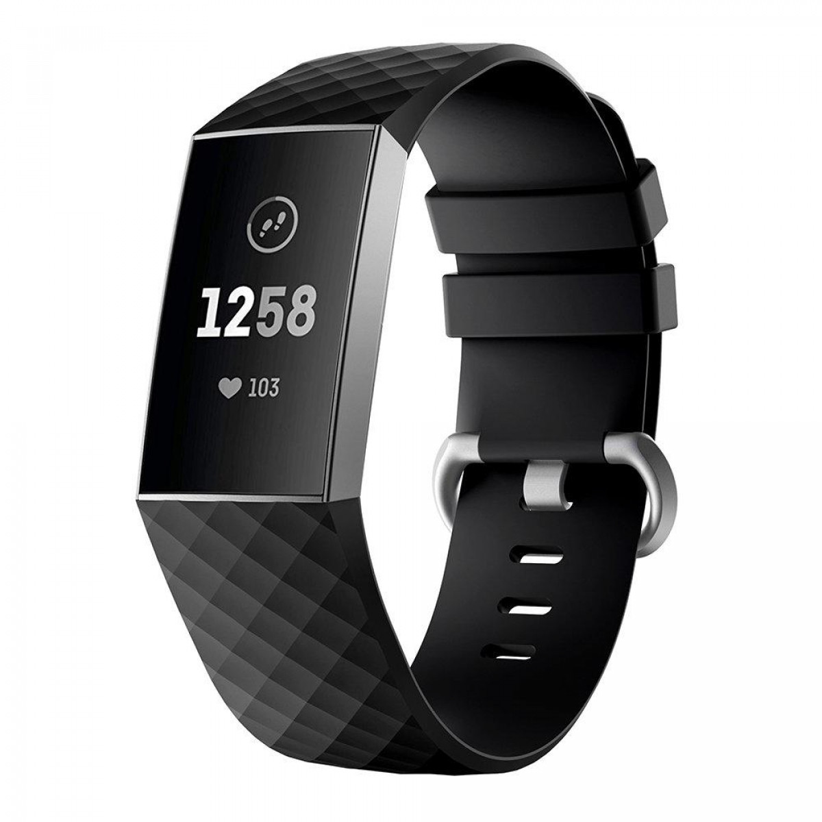 INF Fitbit Charge 3/4 Armband (L), Charge (L), Schwarz Silikon Armband, 3/4 Schwarz Fitbit