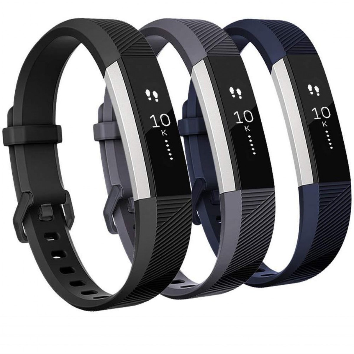 INF schwarz, Silikon HR Fitbit, Fitbit / blau armbänder, Alta/Alta 3er-Pack HR, Alta grau/schwarz/blau dunkelgrau, Ersatz (S), Armband