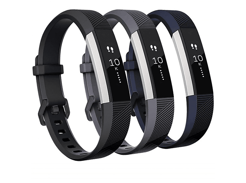 INF schwarz, Silikon HR Fitbit, Fitbit / blau armbänder, Alta/Alta 3er-Pack HR, Alta grau/schwarz/blau dunkelgrau, Ersatz (S), Armband