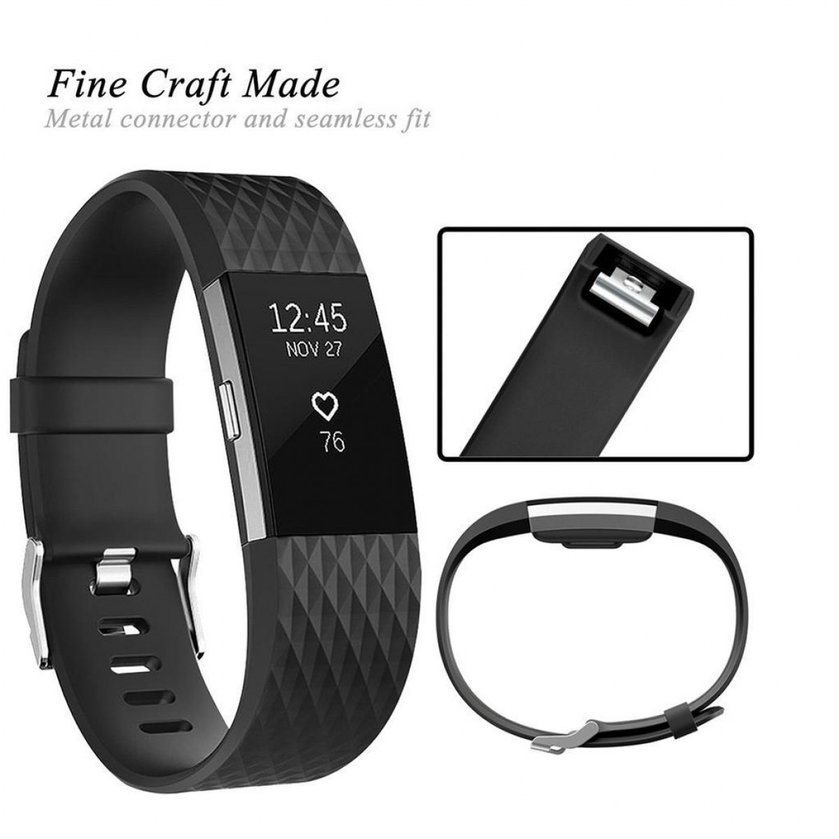 Charge 2 Schwarz Armband (L), 2, INF Charge Silikon Armband, Fitbit Fitbit,