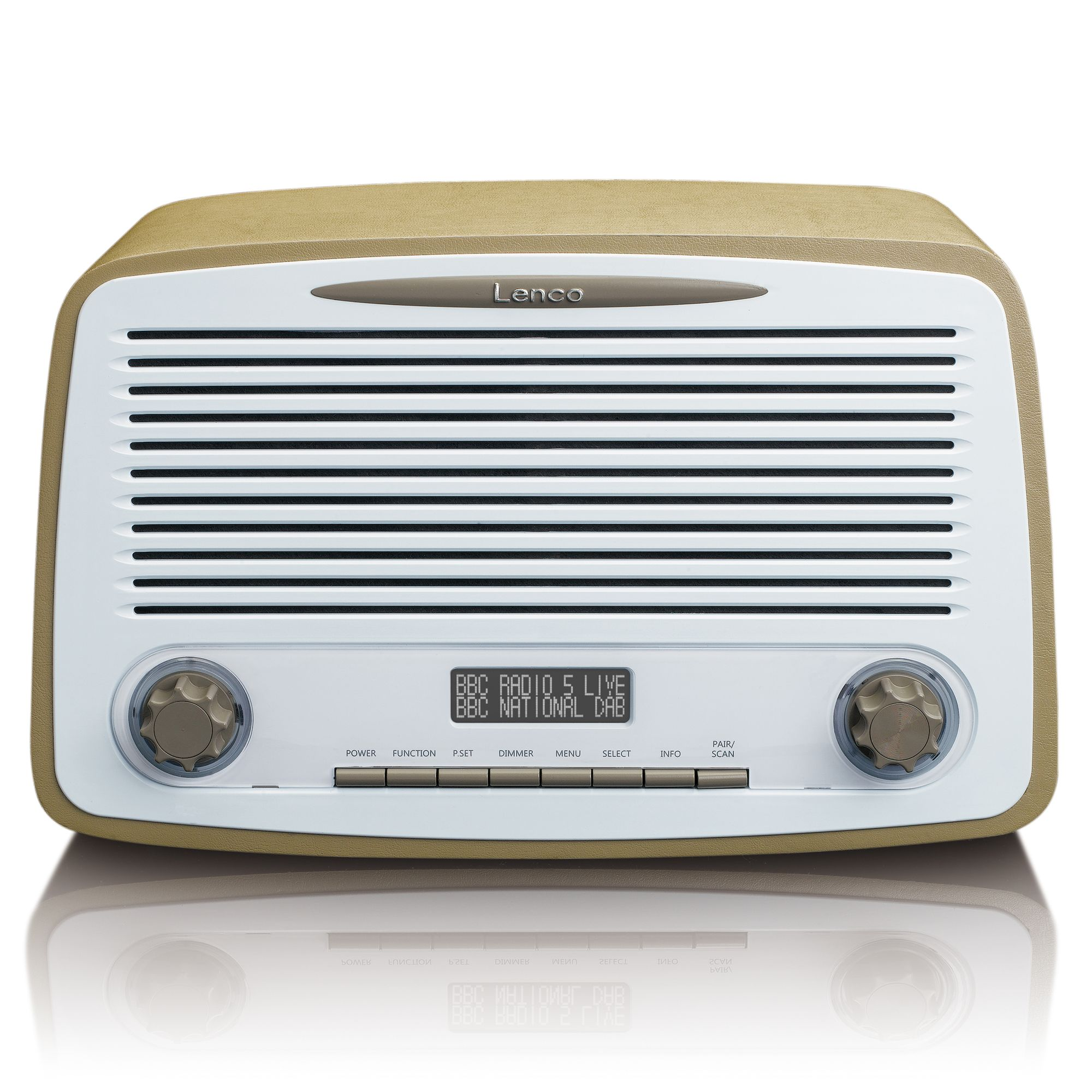 DAB+, DAB+,FM, FM, Bluetooth, Weiß-Taupe Radio, LENCO DAR-012TP