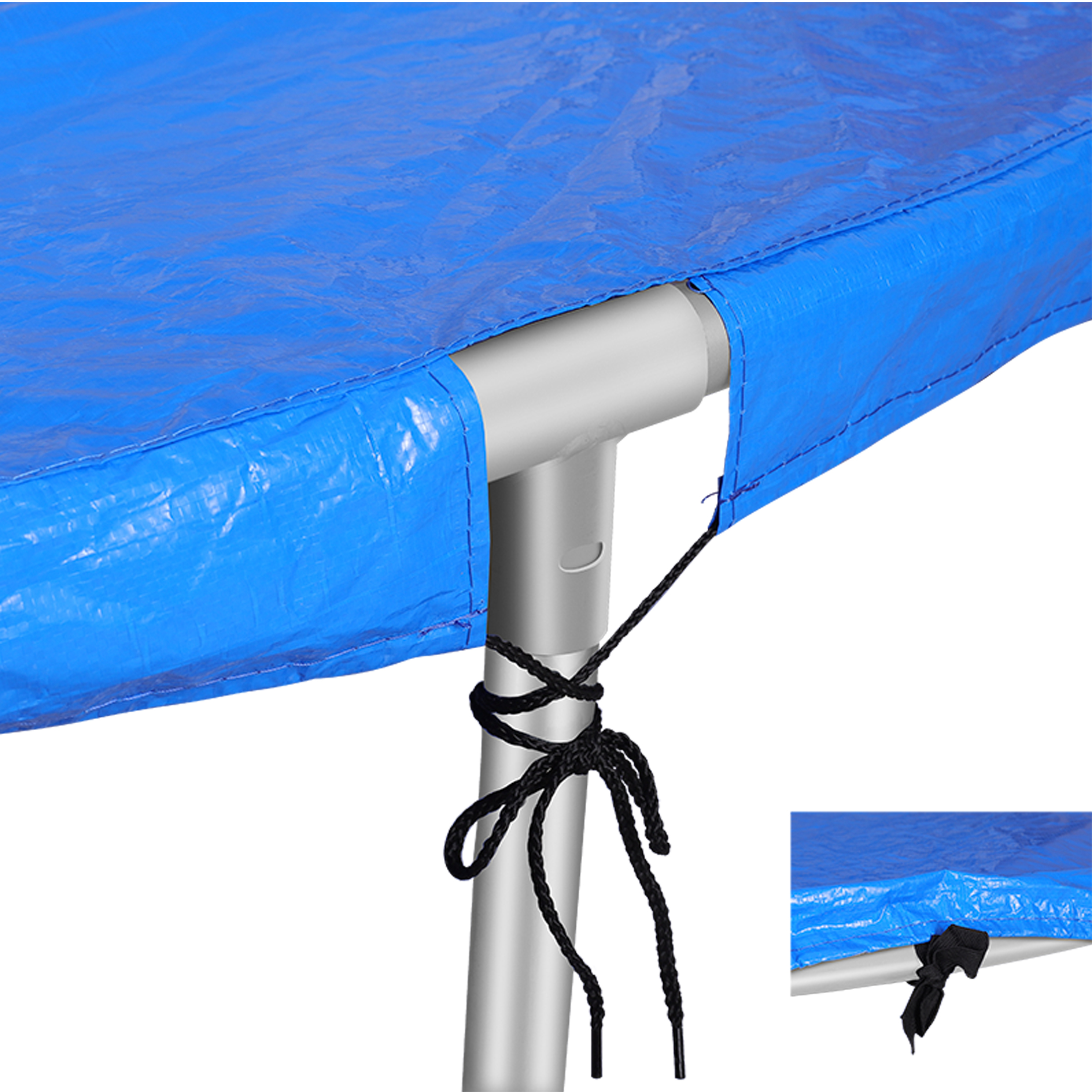 ZOOMYO Trampolin Abdeckung , wetterfest cm, Regenabdeckung blau und Abdeckplane beständig 305 UV reißfest, Wetterschutzplane