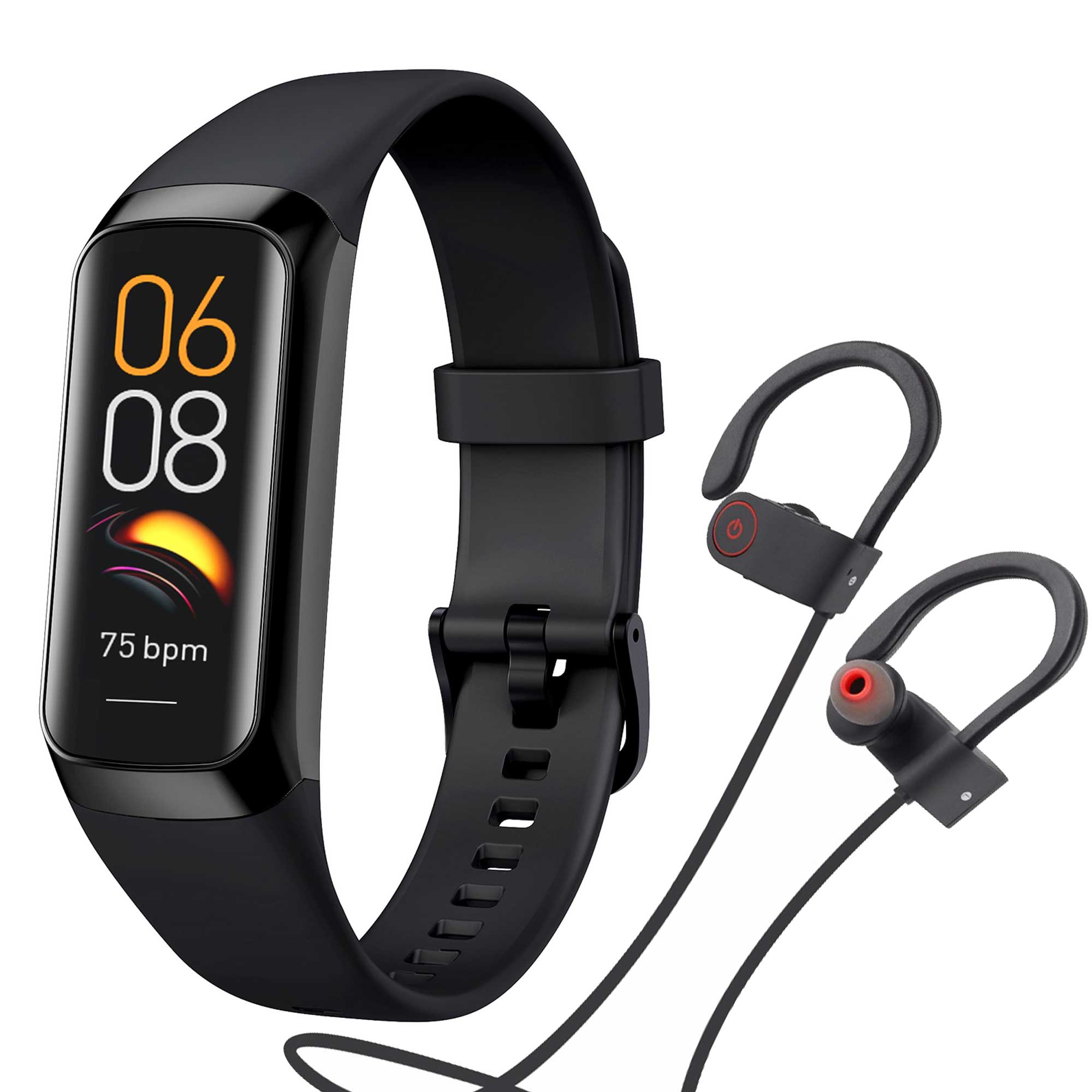 In SW Ear Gesundheitsfunktionen Multifunktion TPU, Kopfhörer mit 2 + Sport Smartband FitPro LOOKIT U8 schwarz Smartwatch