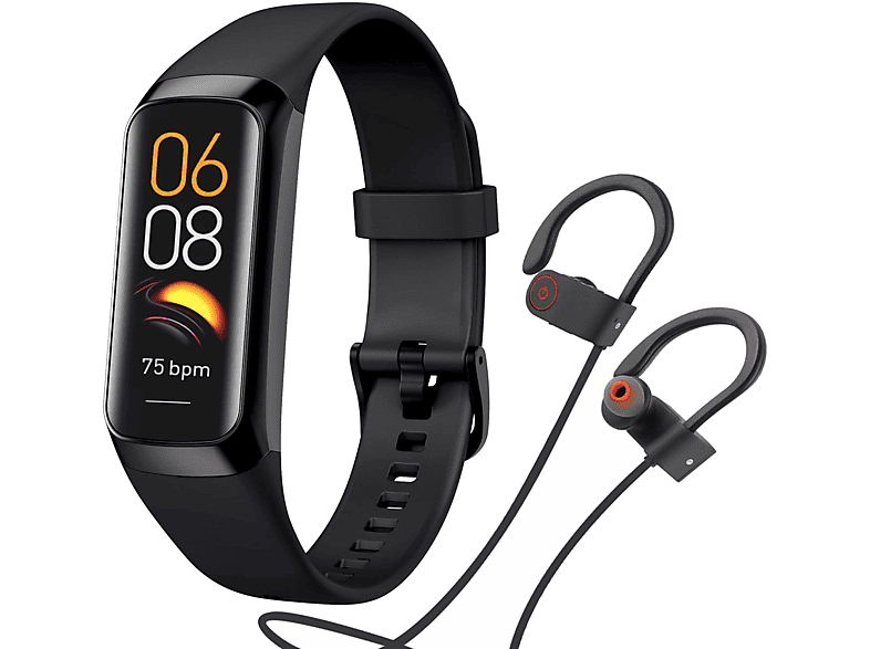 LOOKIT FitPro 2 SW Smartband U8 Multifunktion Kopfhörer Smartwatch schwarz Ear + Gesundheitsfunktionen mit TPU, Sport In
