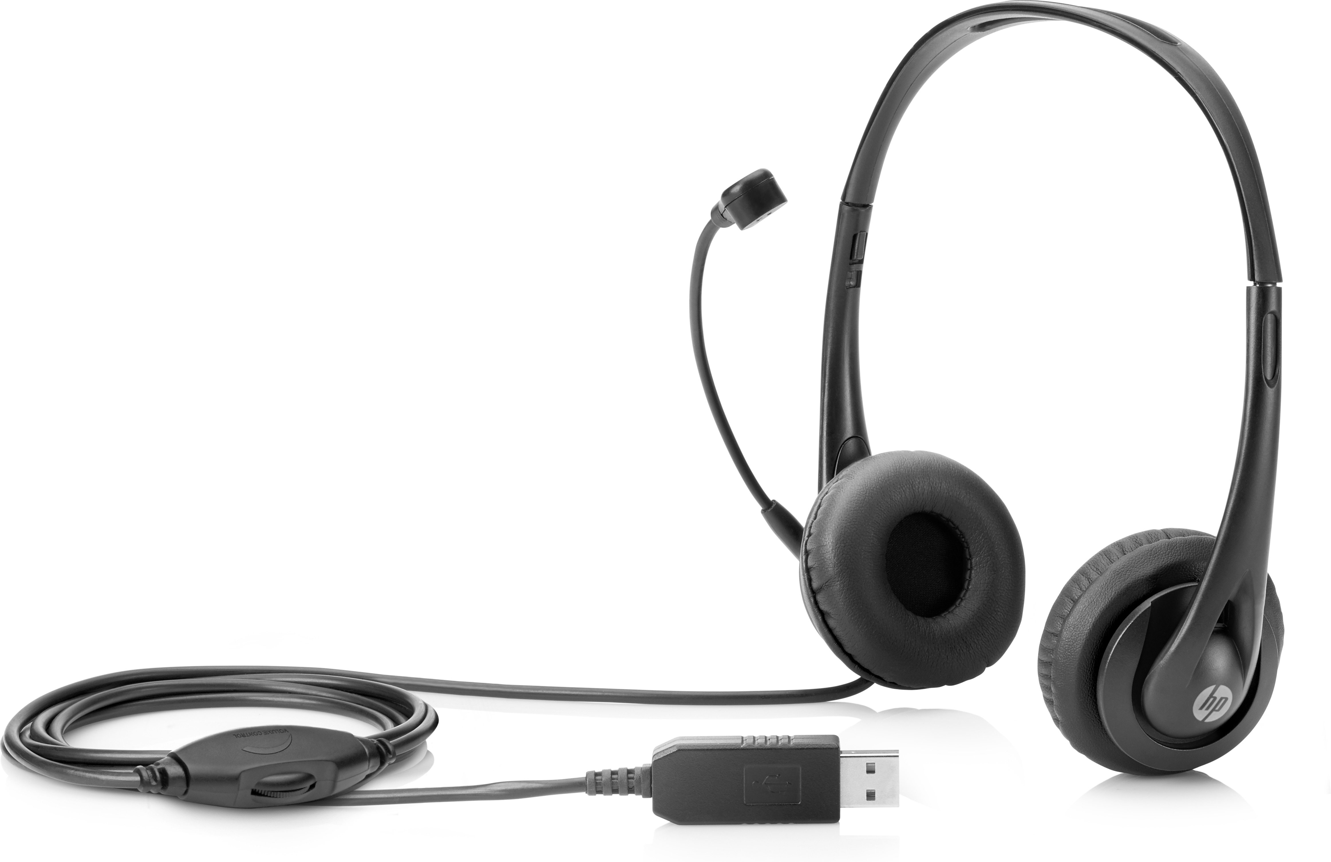 USB Kopfhörer Headset, Schwarz HP On-ear Stereo