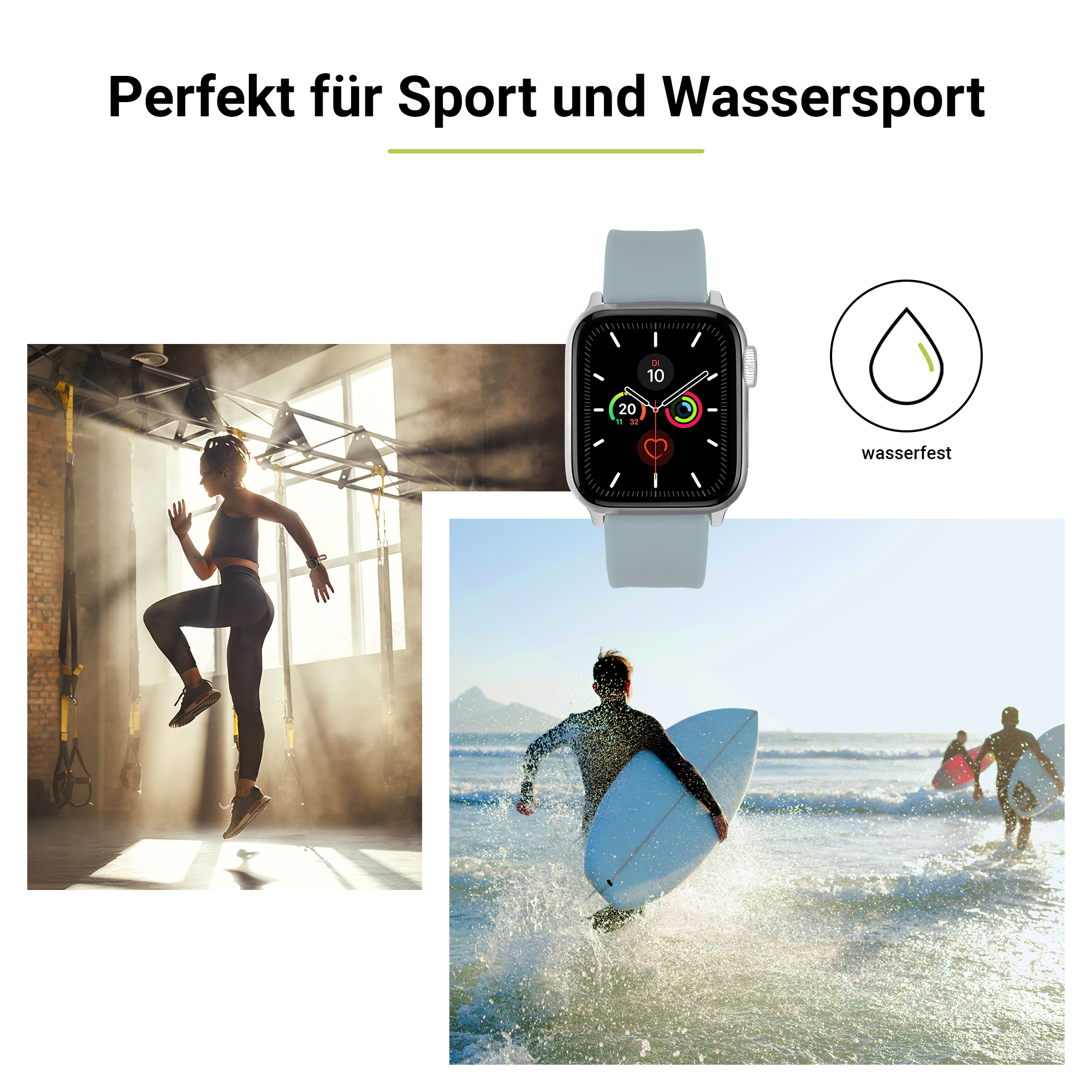 (41mm), Apple Apple, 9-7 ARTWIZZ Watch 6-4 (40mm), SE (38mm), 3-1 Silicone, WatchBand & Ersatzarmband, Hellgrau