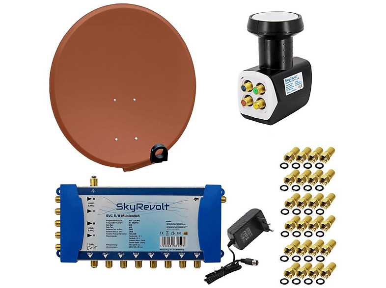 Anlage Quattro LNB SAT LNB) 5/8 Quattro F-Stecker Antenne 100cm Anlage cm, Sat (100 Multiswitch PREMIUMX